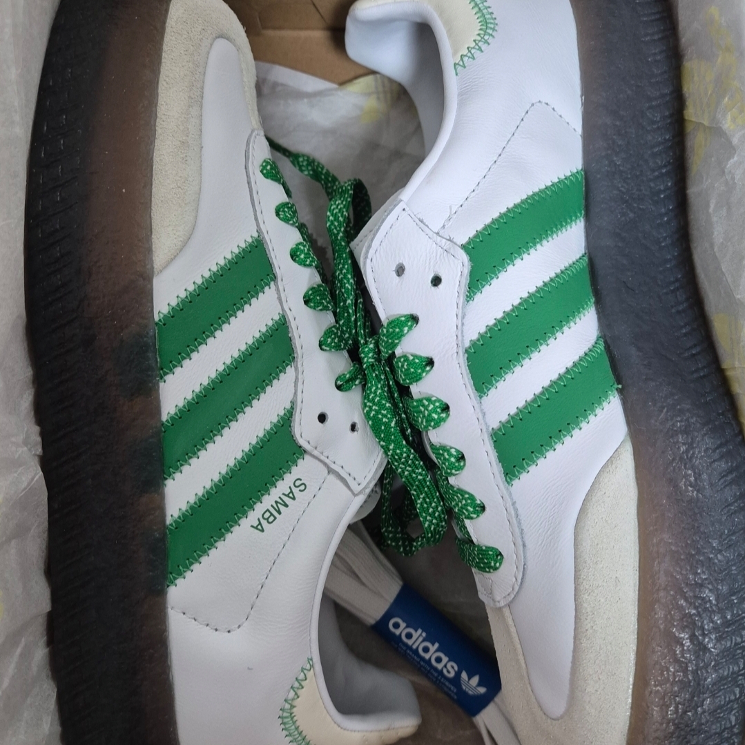 (W) Adidas Sambae Cloud White Green 착용 스타일