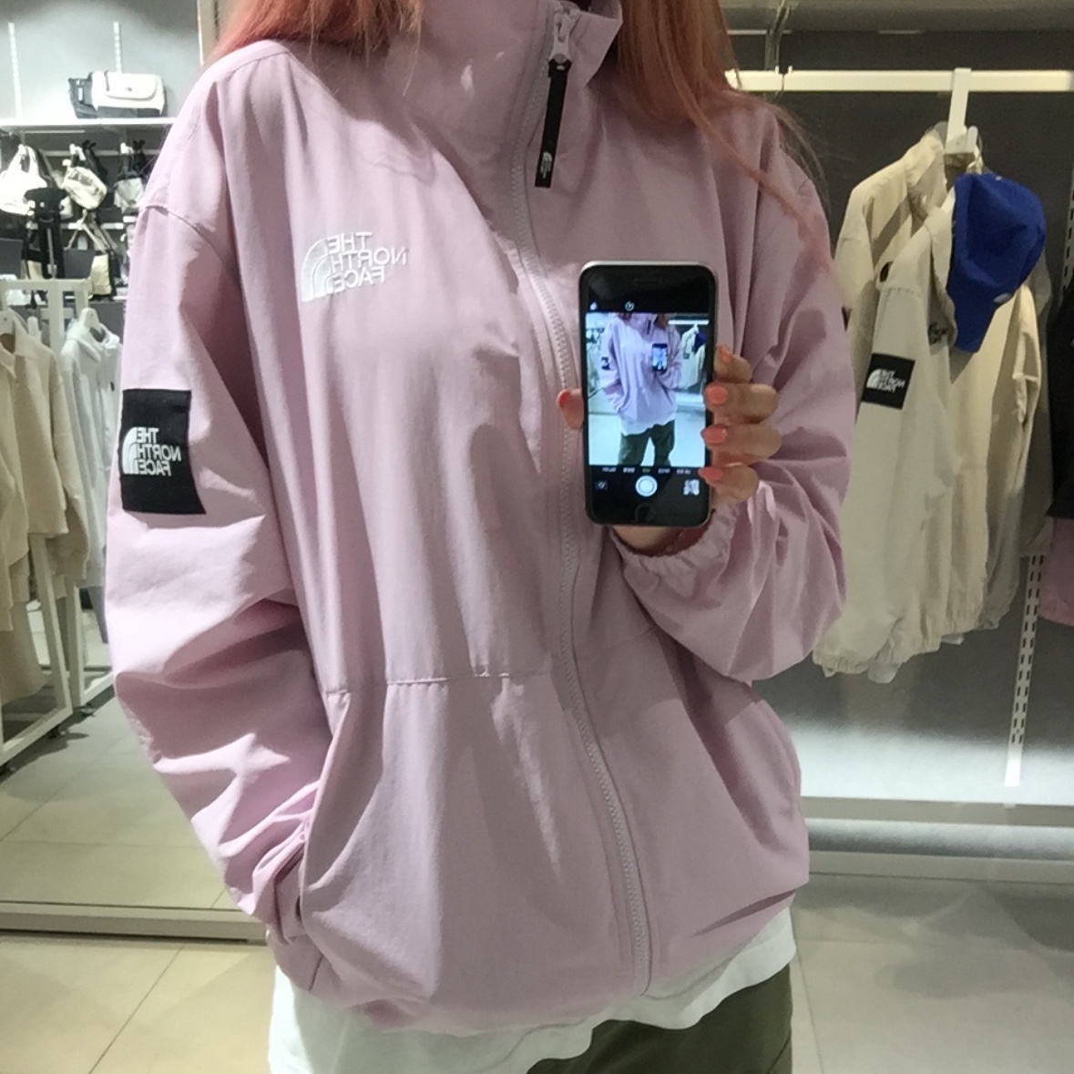 The North Face White Label Olema Jacket Lilac 착용 스타일