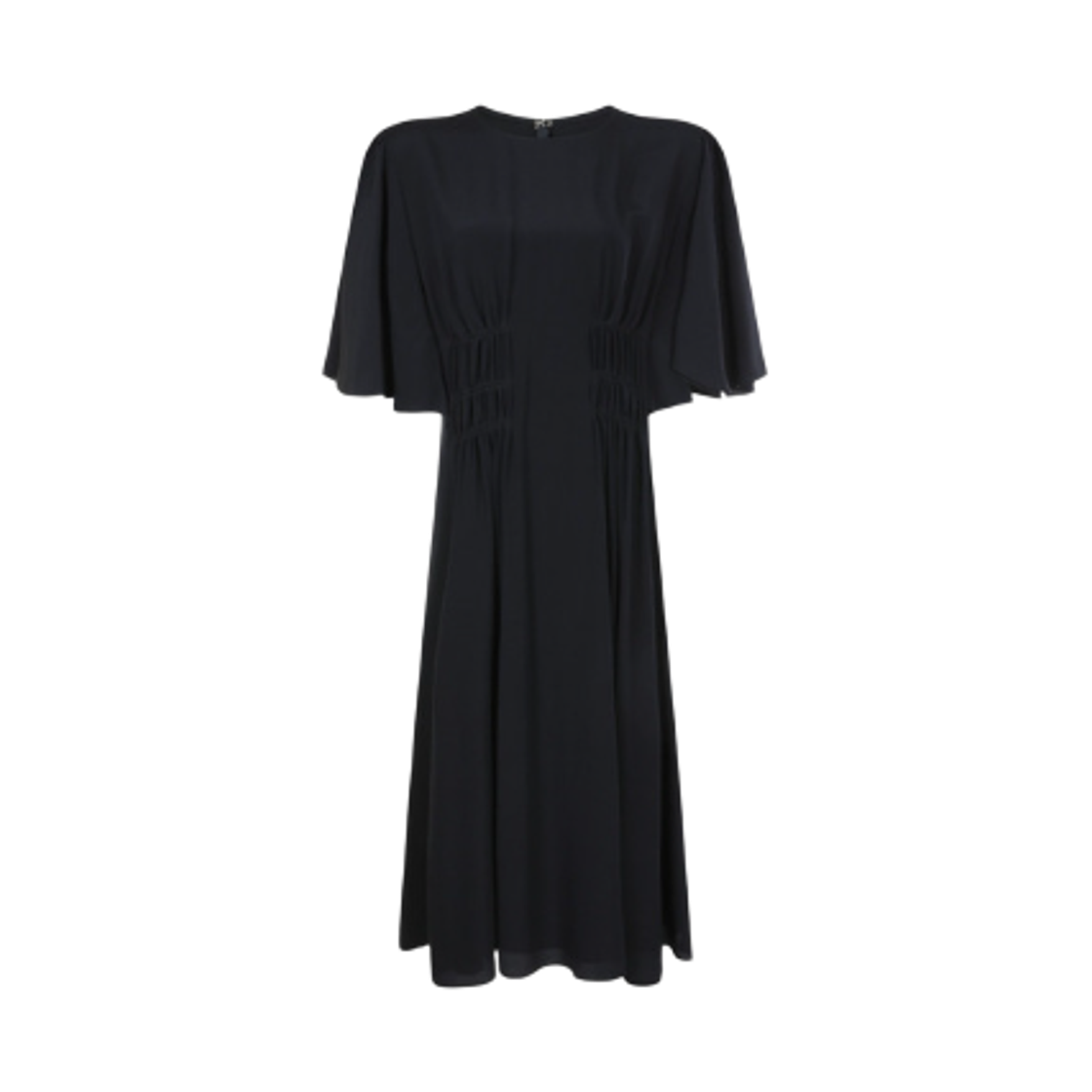 (W) 끌로에 실크 크레이프 미디 드레스 네이비((W) Chloe Silk Crepe Midi Dress Navy)