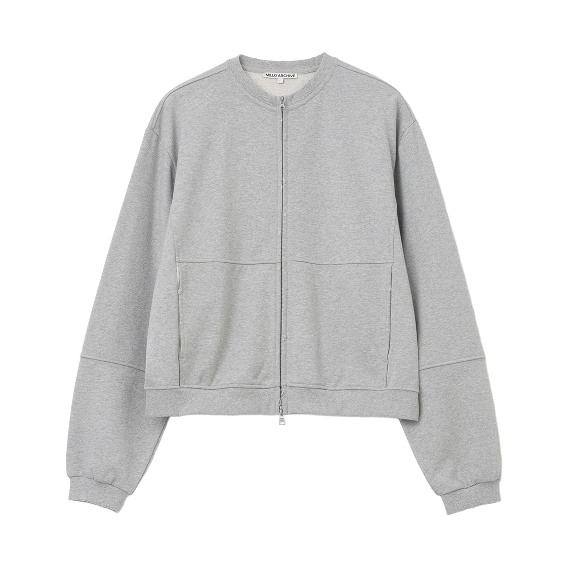 ML676MGR Millo Archive Arco Cotton Zip-Up Melange Gray