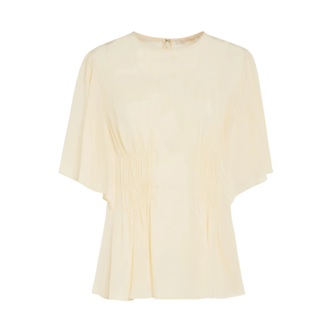 (W) 끌로에 실크 숏슬리브 탑 베이지((W) Chloe Silk Short Sleeves Top Beige)
