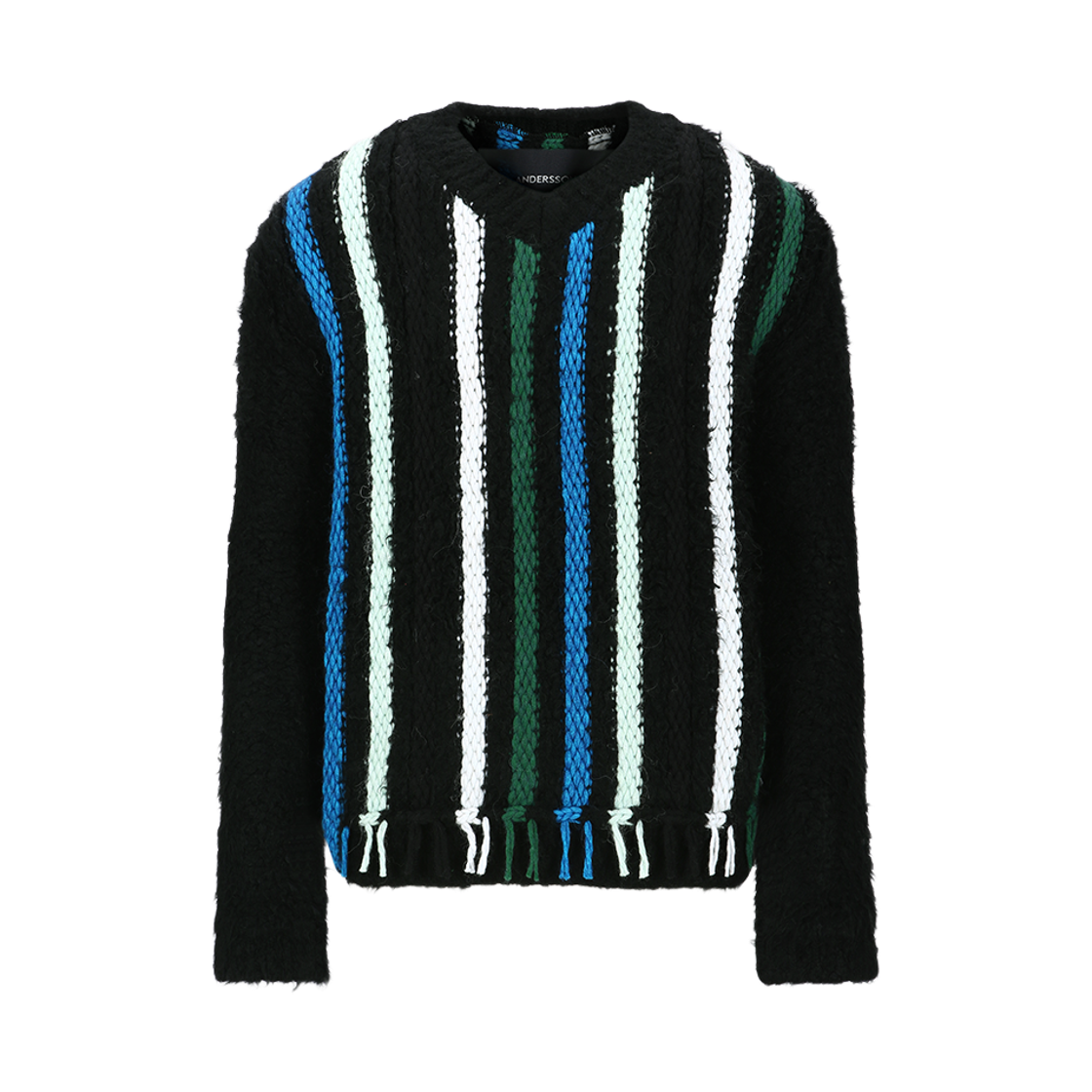 atb1350u(BLACK) ADSB Andersson Bell Unisex V-Neck Reverse Stripe Sweater Black