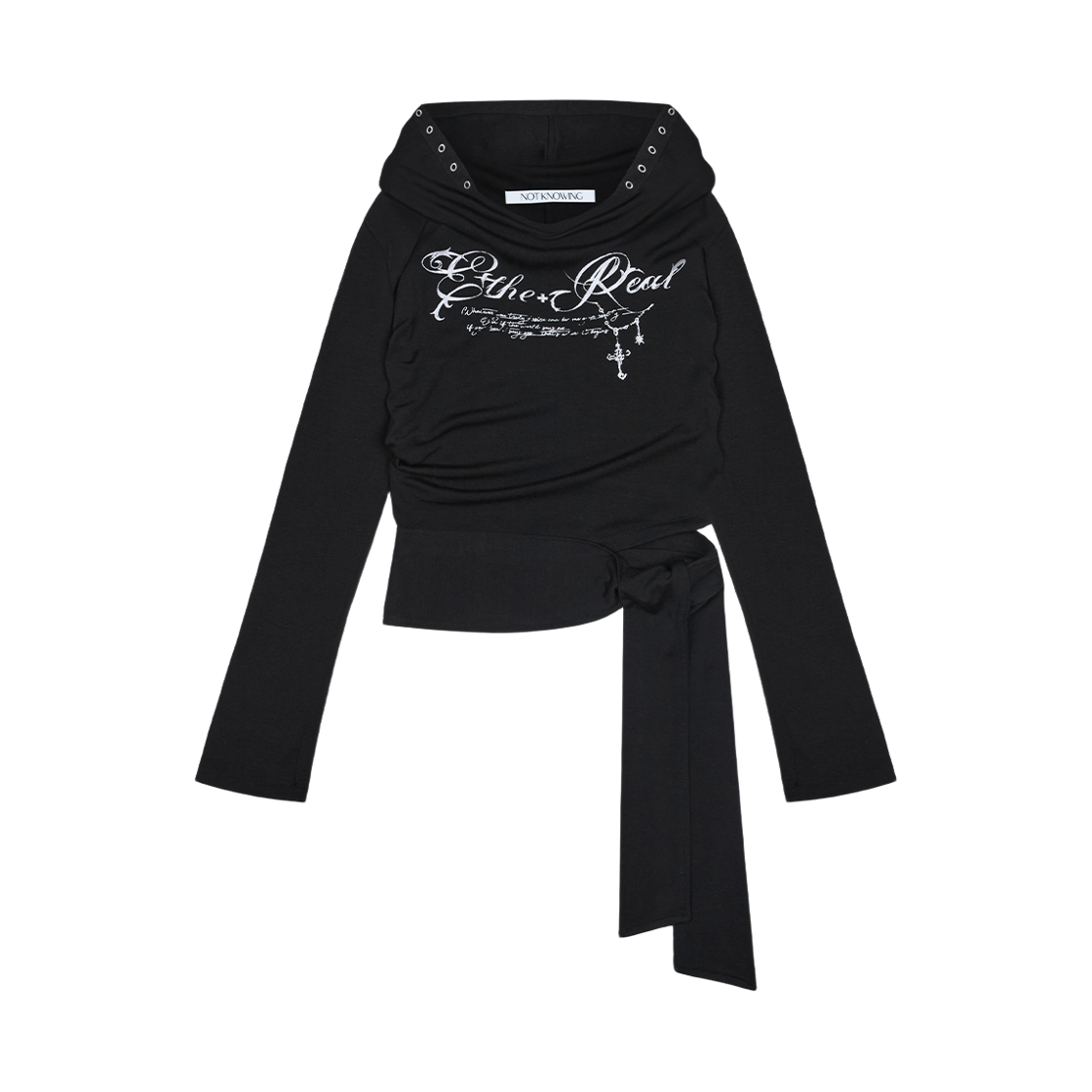 NK5FLS05 Notknowing Cowl Tied Warm Hoodie Black