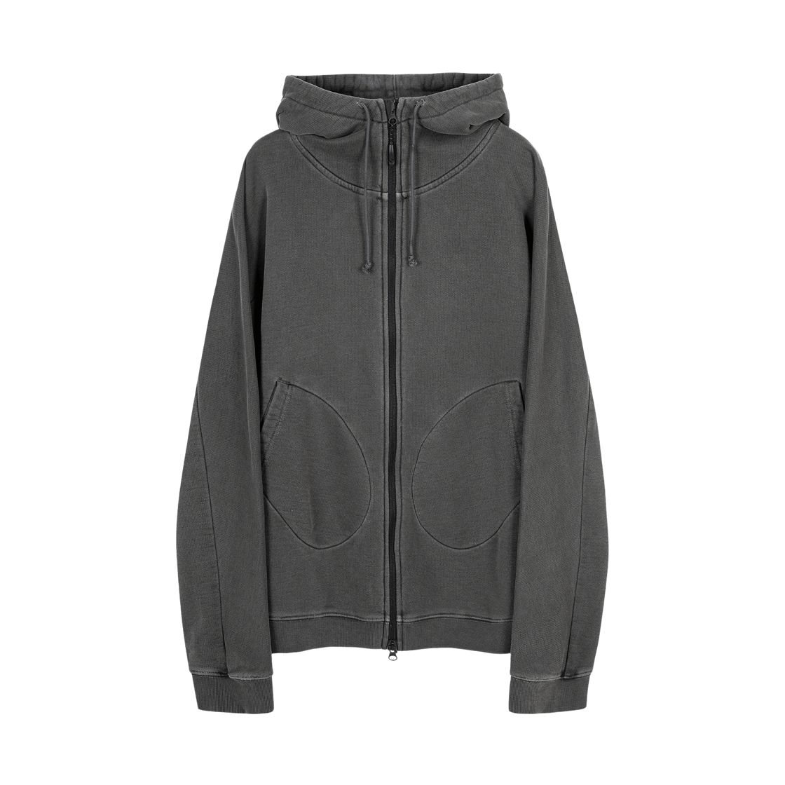 11UFT111C4 SOHC Garment Dyed Reflective Print Zip-Up Hoodie_11UFT111 CHARCOAL