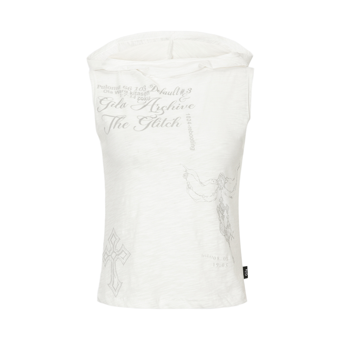 GL25FATP03WH Gila Archive Tattooed Graphic Cowl Sleeveless White