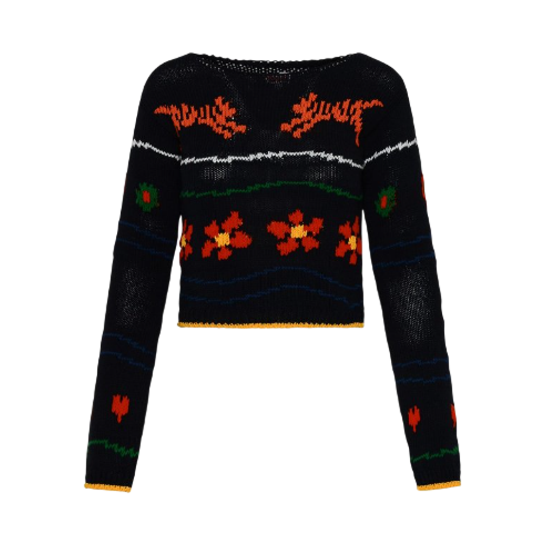 (W) 겐조 픽셀 크롭 니트 블랙((W) Kenzo Pixel Cropped Knit Black) - 1