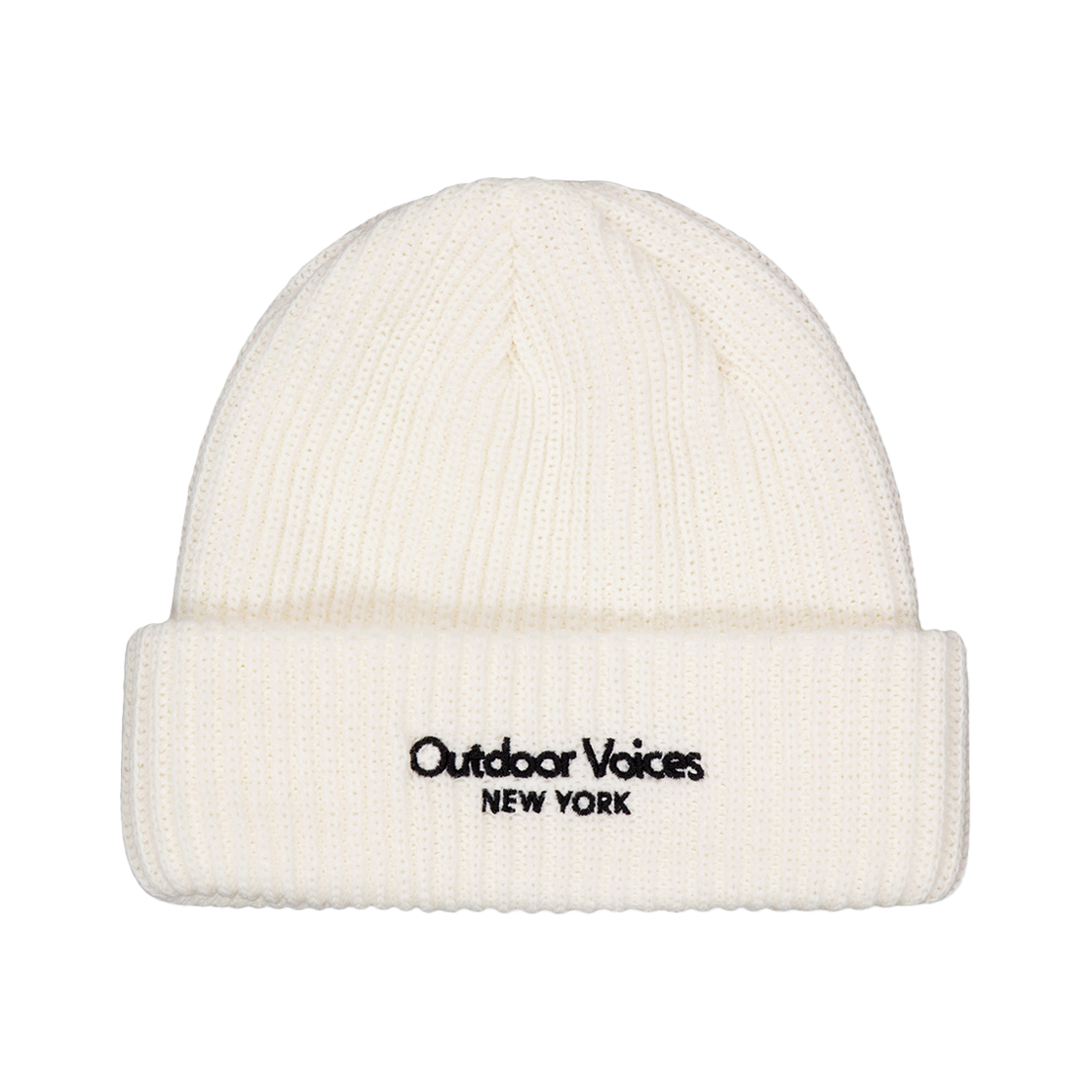 아웃도어보이스 클래식 로고 엔와이 커프 비니 아이보리(Outdoor Voices Classic Logo Ny Cuff Beanie Ivory)