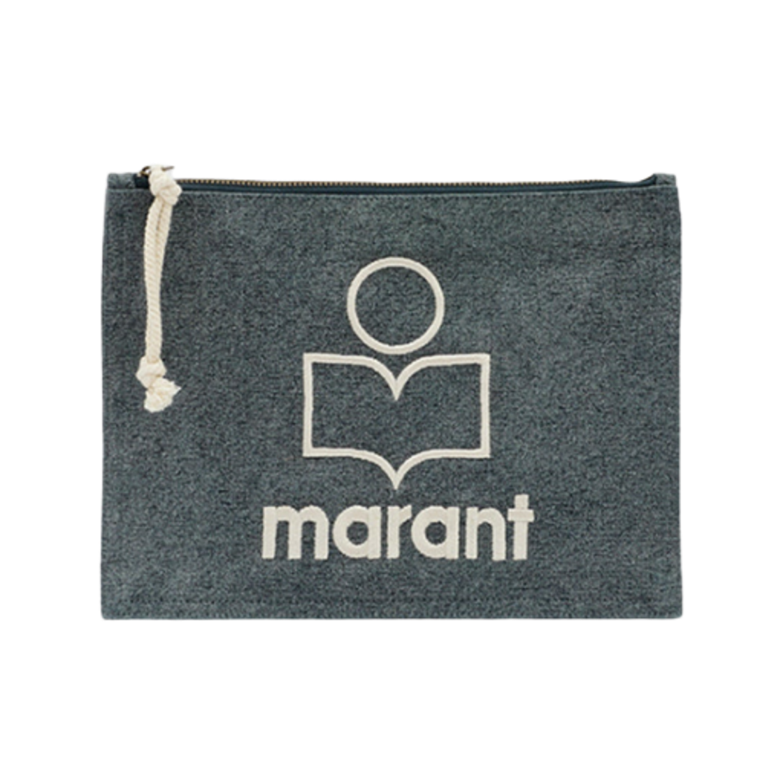 PO0046FA-A1X19M-02FK Isabel Marant Netia Faded Cotton Clutch Bag with Logo Black - 25SS