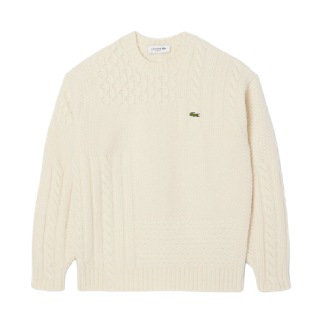 AH5201-55N-XFJ Lacoste Cable Crewneck Pullover Ecru White