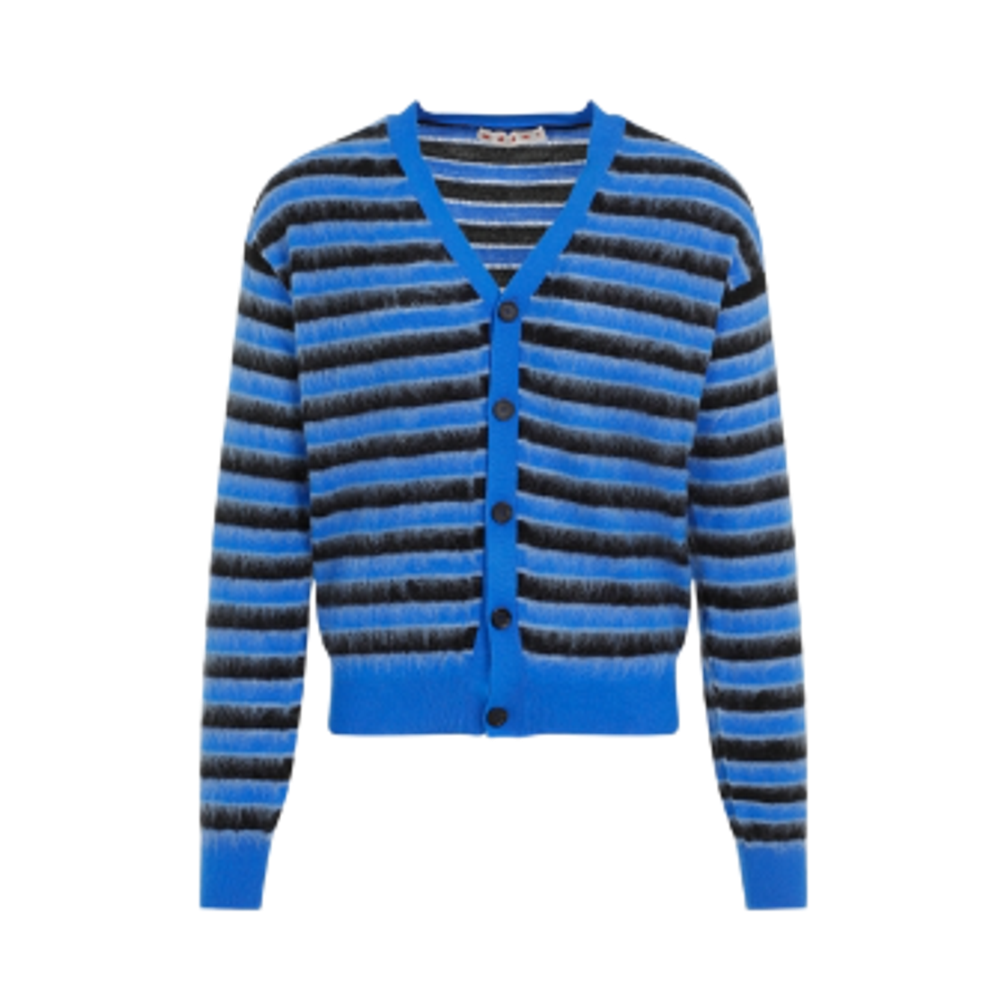 CDMG0137Q0-UFW617-RGB57 Marni Striped Wool Cardigan Blue