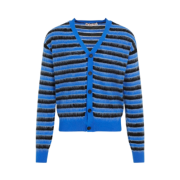 Marni Striped Wool Cardigan Blue