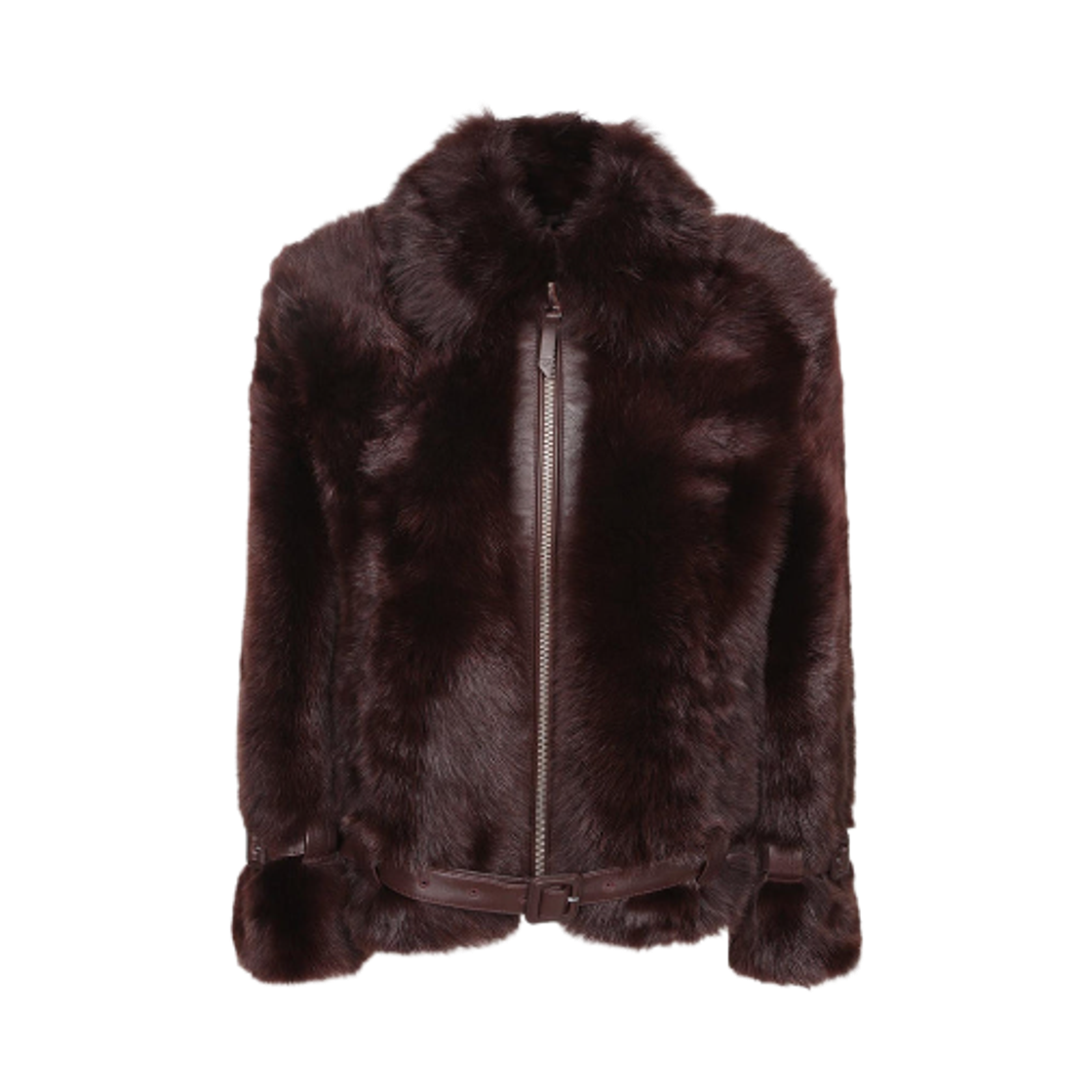 CSF683-FUL024-KB396 (W) Tom Ford Leather Details Shearling Blouson Brown