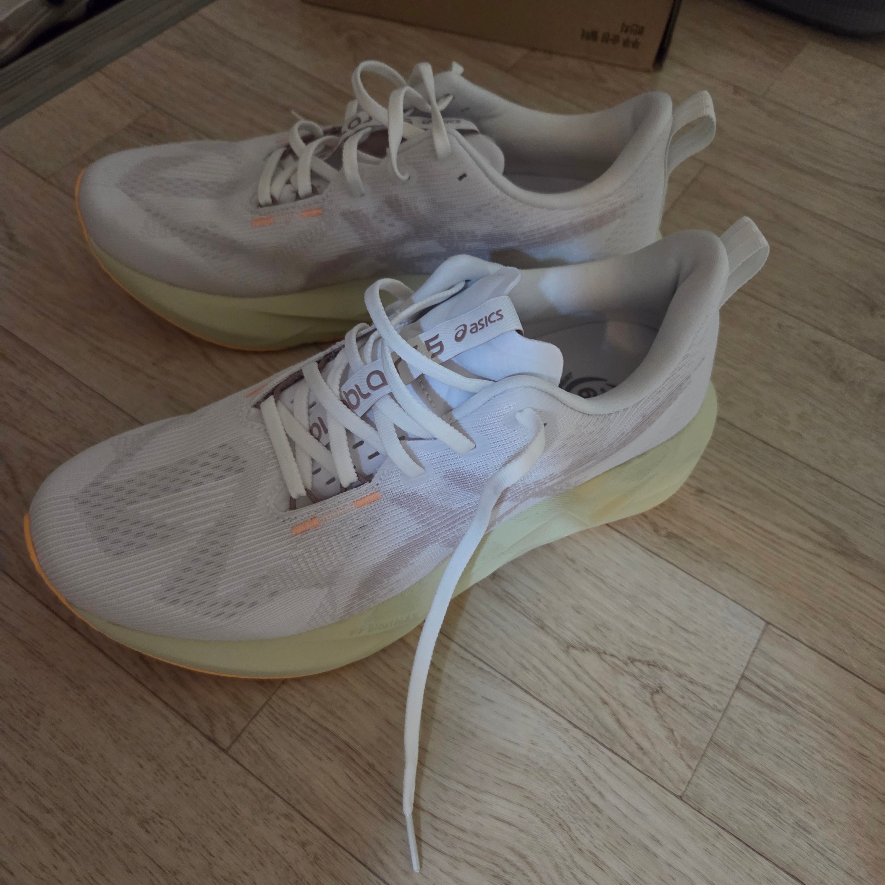 Asics Novablast 5 White Fawn 착용 스타일