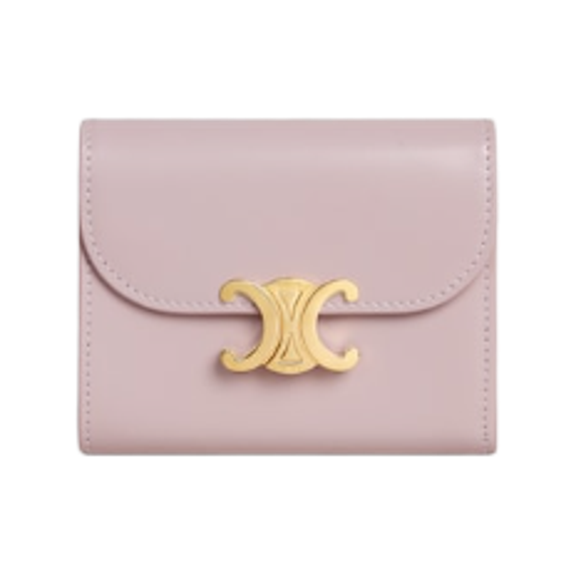 10D783DPV-25BD Celine Small Flap Wallet Triomphe in Shiny Calfskin Bleached Pink