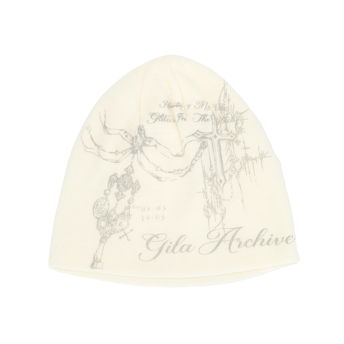 GL25FAAC08WH Gila Archive Tattooed Graphic Beanie White