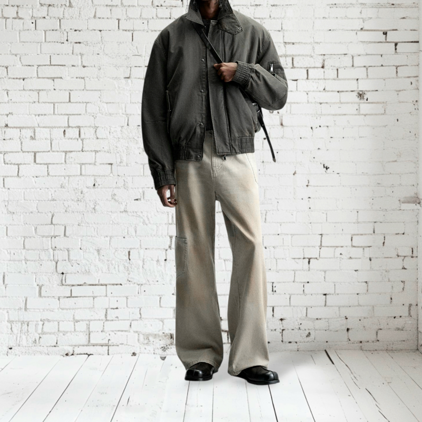 Zara Waxed Effect Washed Jacket Grey 착용 스타일