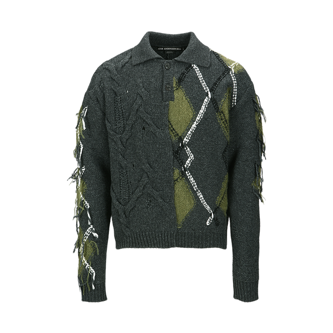 atb1346m(CHARCOAL) ADSB Andersson Bell Argyle Fisherman Polo Sweater Charcoal