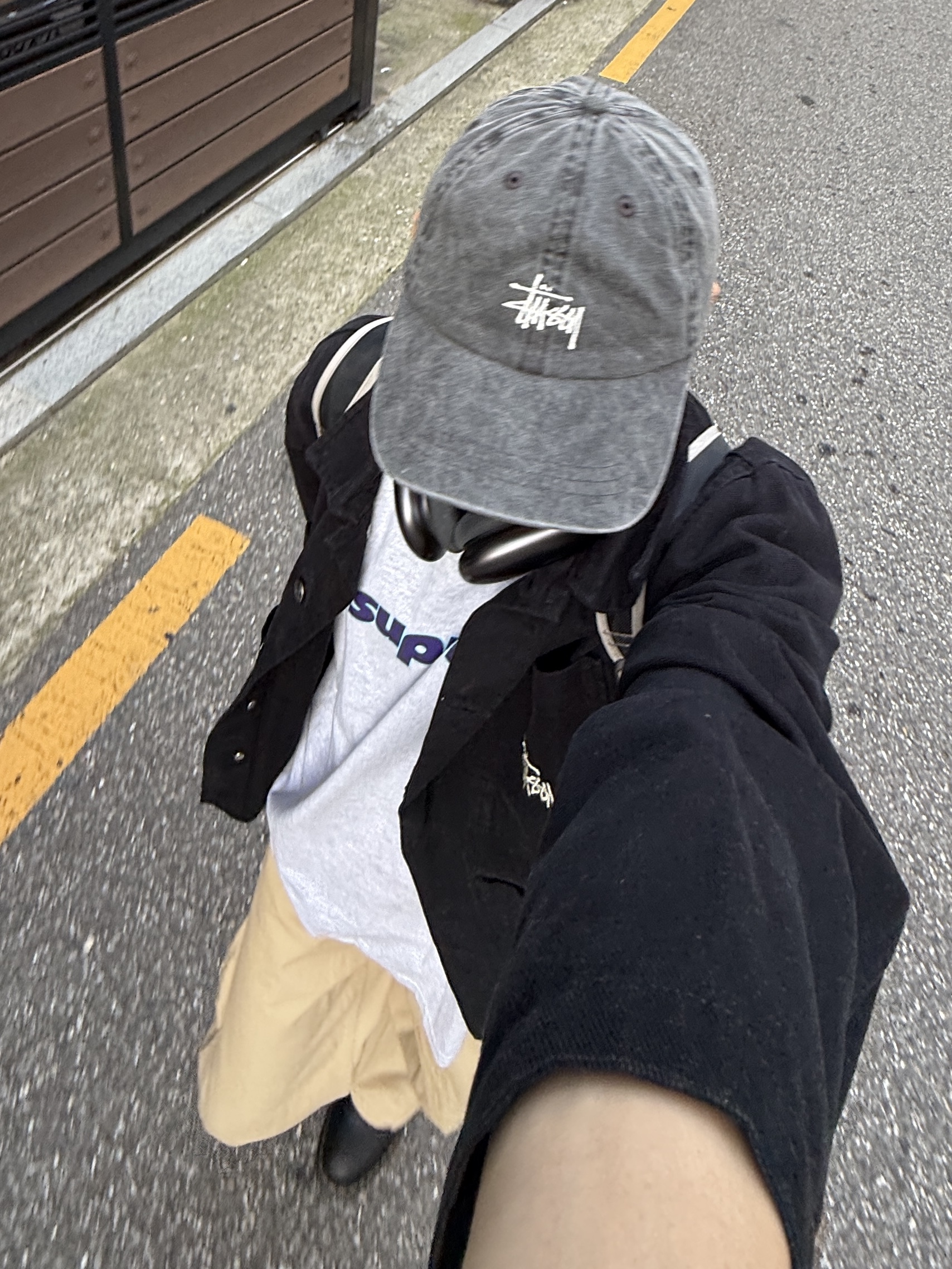 Dr. Martens 1461 Ambassador Black, Supreme Pinline T-Shirt Ash Grey - 24SS 착용 스타일 - 10