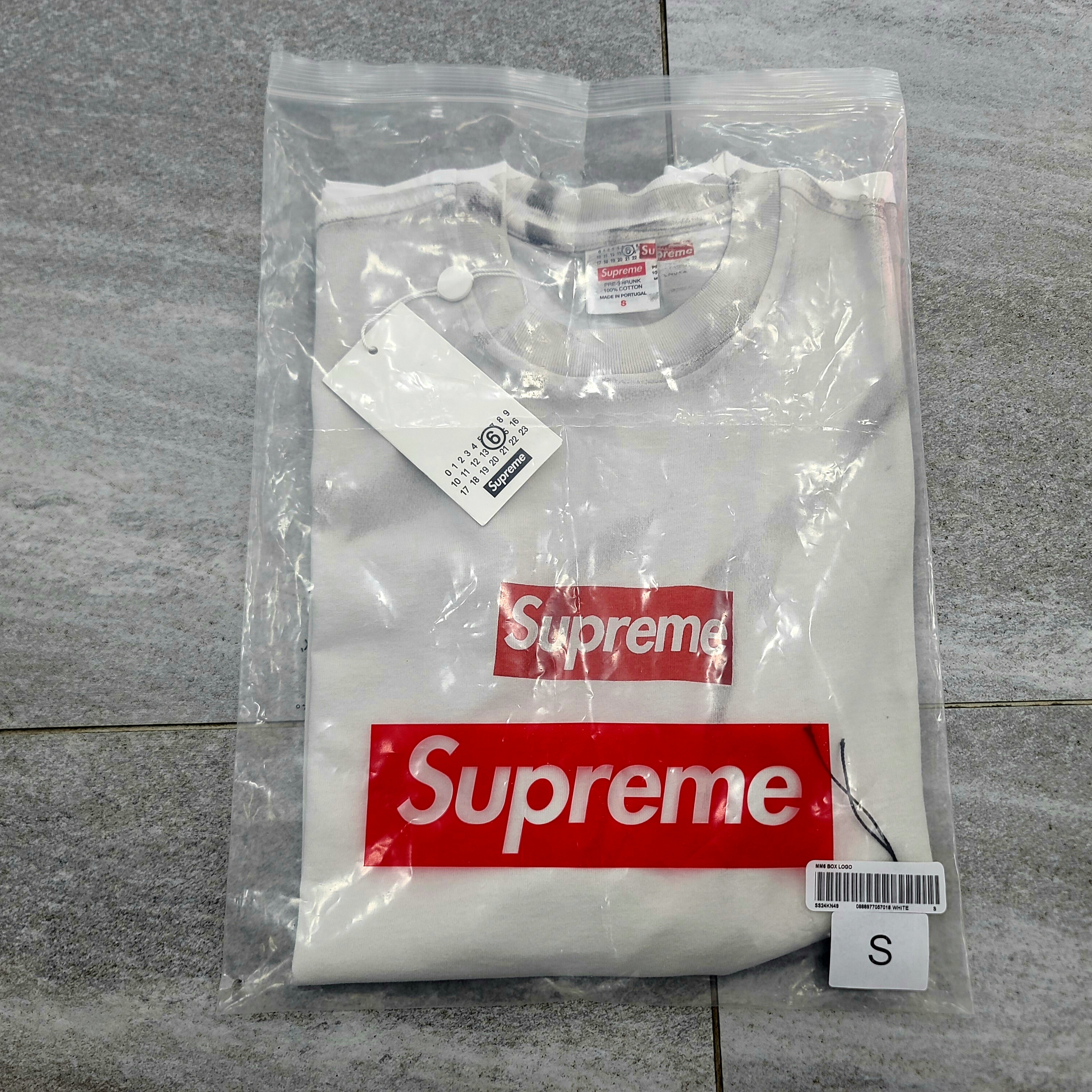 Supreme x MM6 Maison Margiela Box Logo T-Shirt White - 24SS 착용 스타일