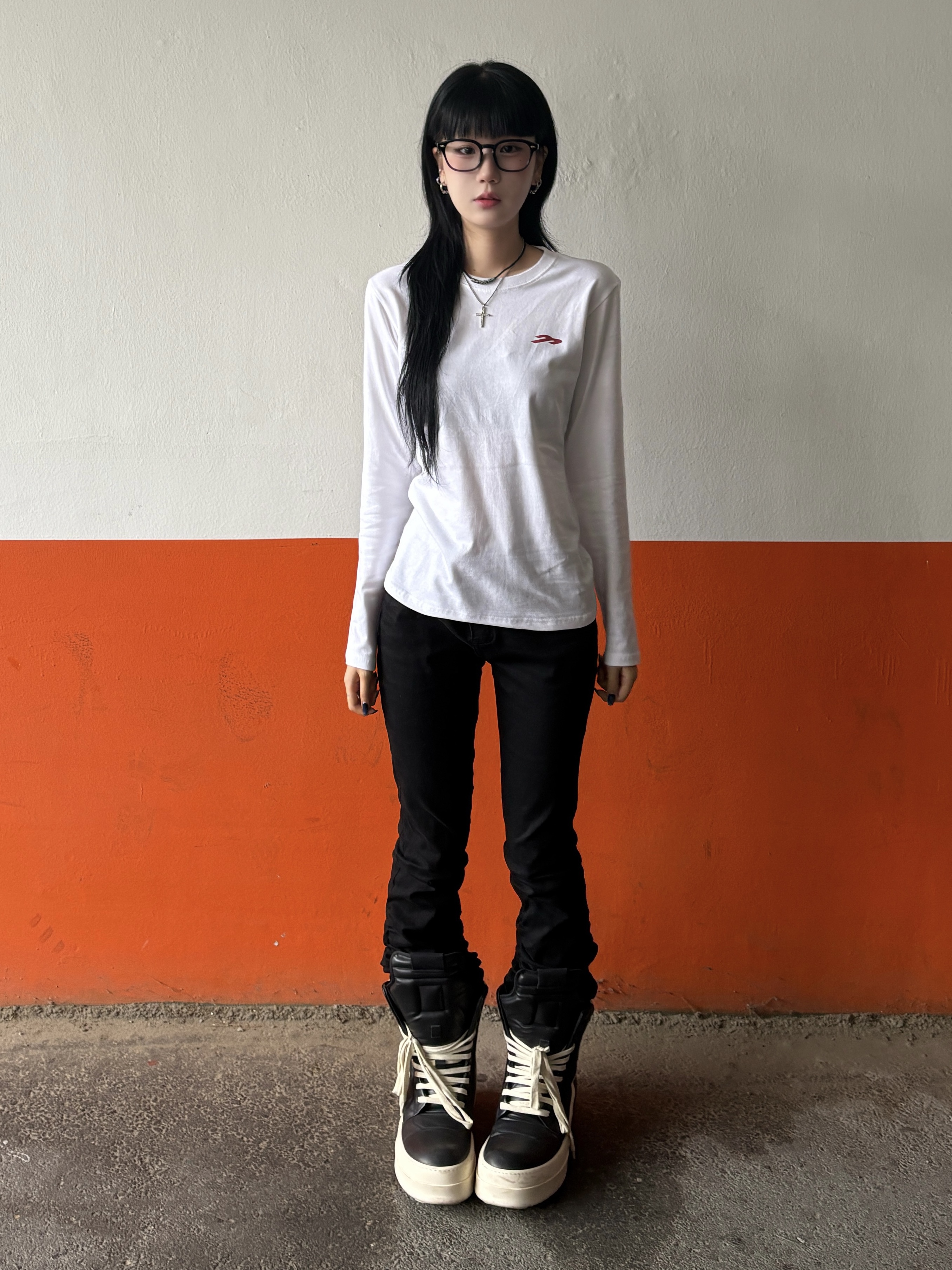 Rick Owens Mega Bumper Geobasket Black Milk 착용 스타일 - 1