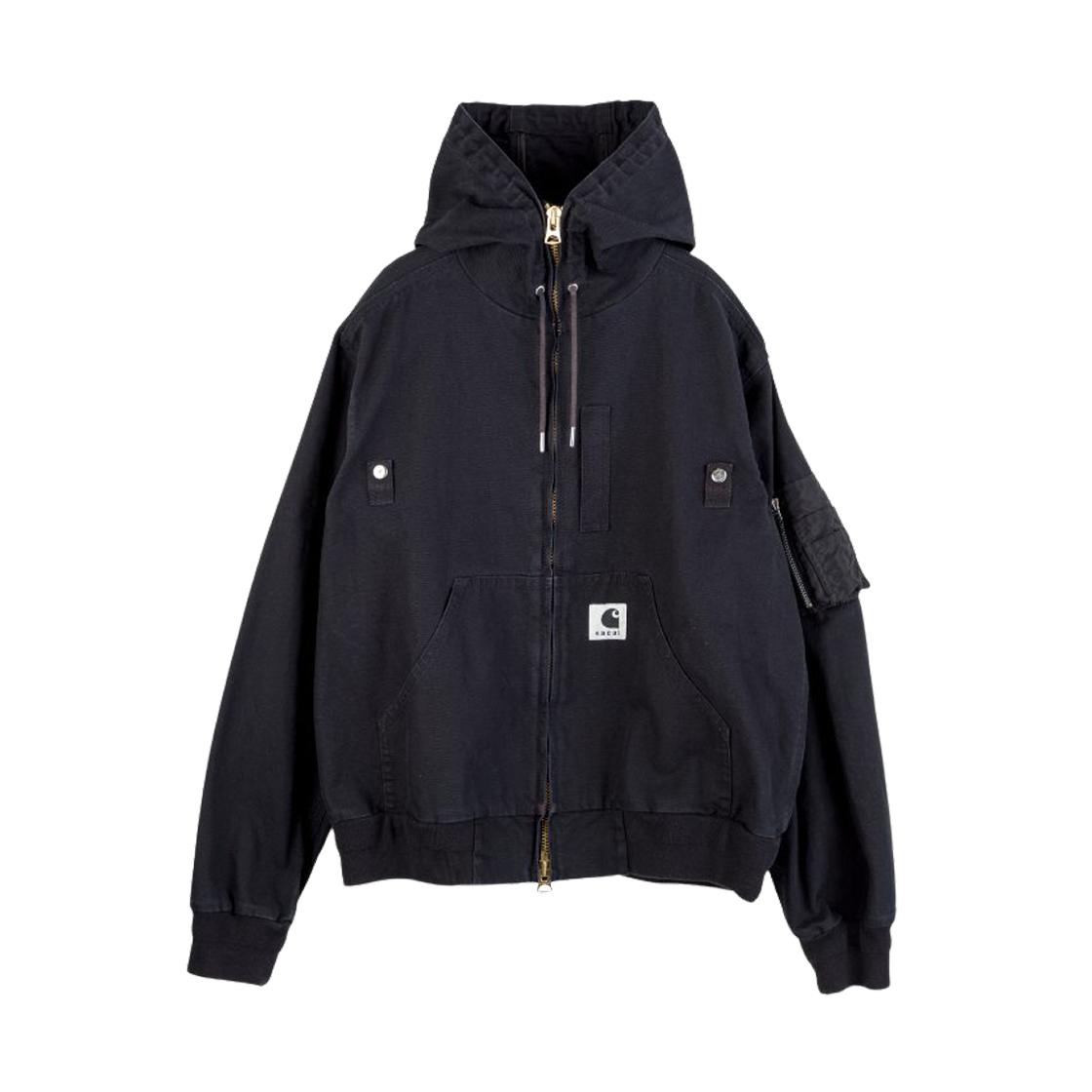 사카이 x 칼하트 WIP 워시드 덕 후드 블루종 블랙(Sacai x Carhartt WIP Washed Duck Hooded Blouson Black)
