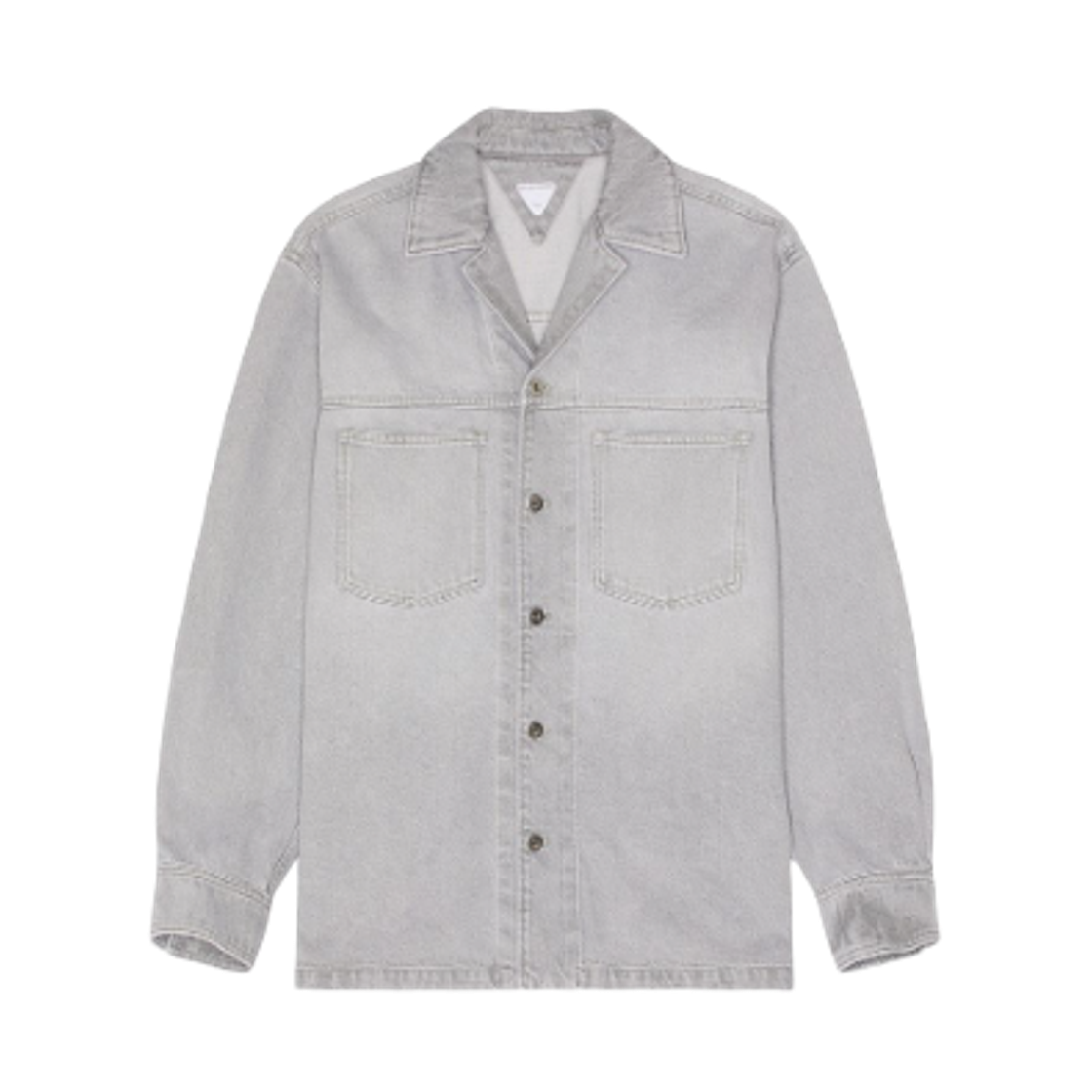 802371V4LP01493 Bottega Veneta Washed Denim Shirt Light Grey