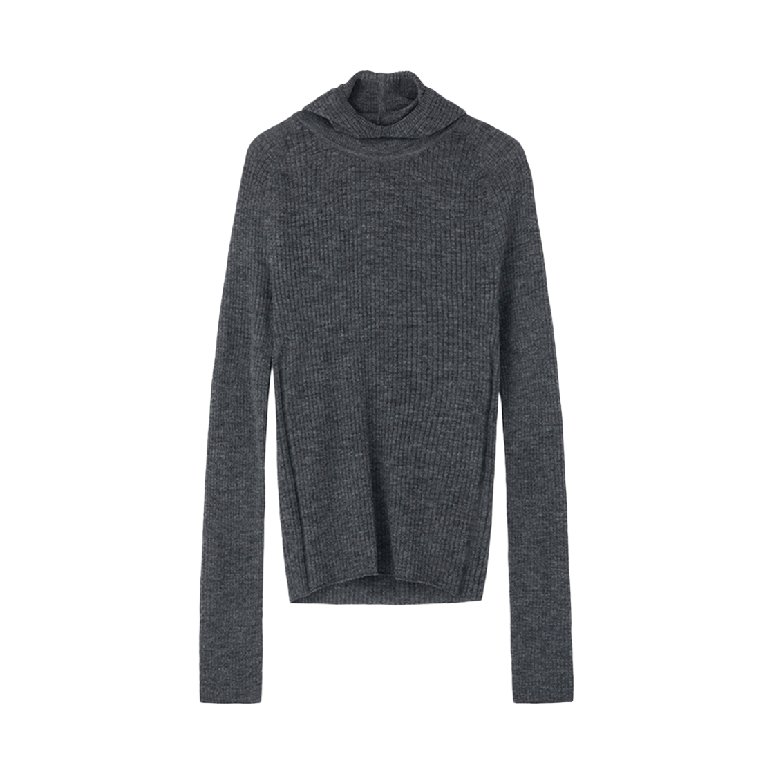 RM25WKTP009GR Recto Slim Fit Balaclava Knit Top Charcoal Grey