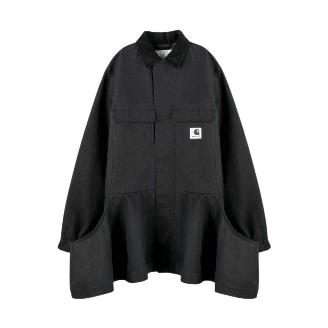 (W) 사카이 x 칼하트 WIP 덕 본딩 드레스 코트 블랙((W) Sacai x Carhartt WIP Duck Bonding Dress Coat Black) - 1