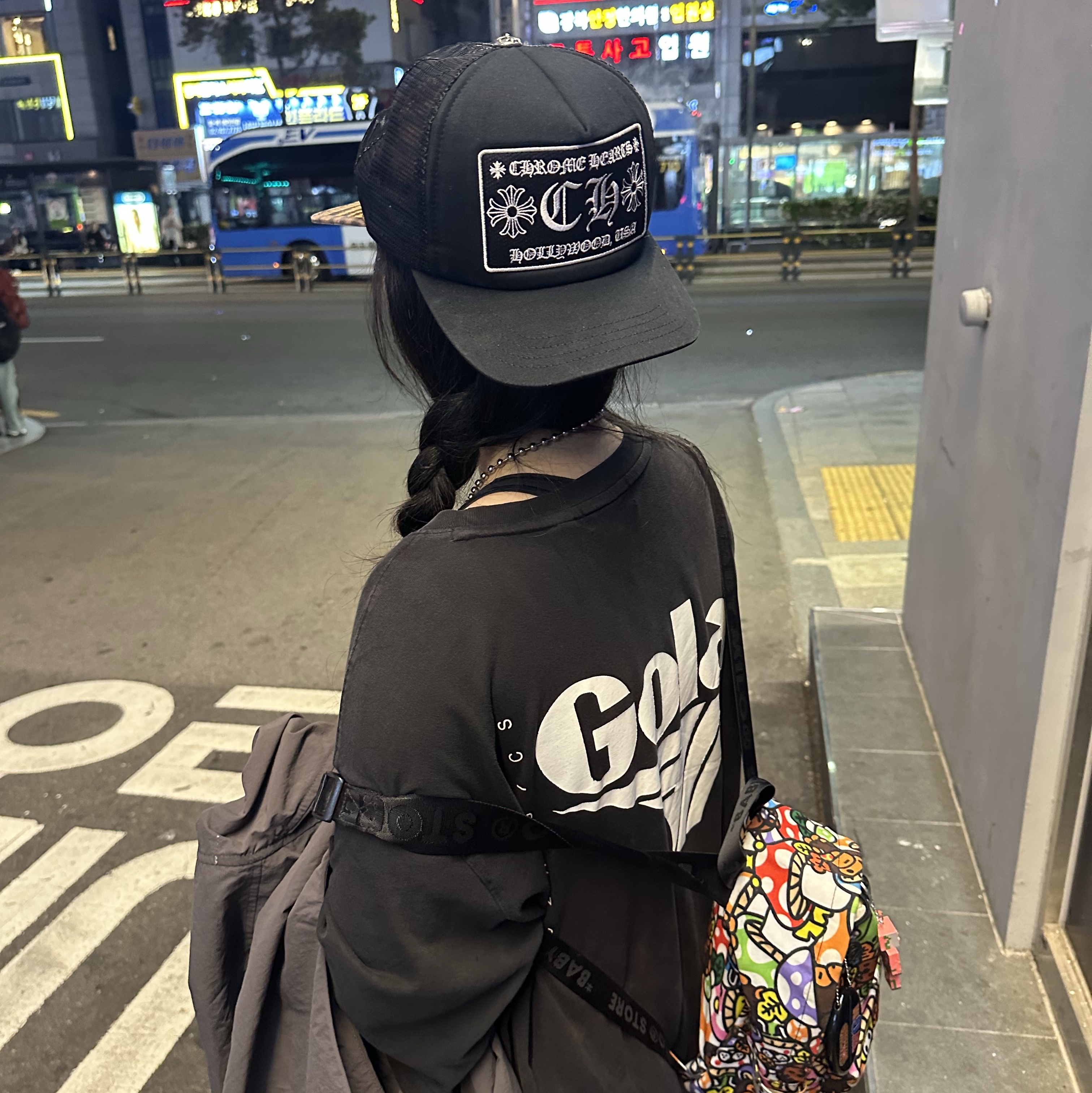 Chrome Hearts CH Hollywood Trucker Hat Black 착용 스타일