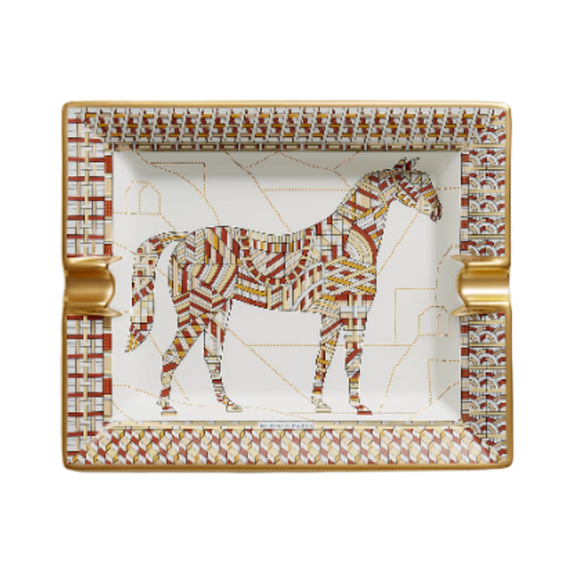H314263M02 Hermes Cheval Deco Ashtray Terracotta