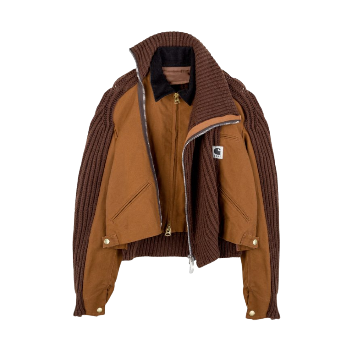 25-08085-642 (W) Sacai x Carhartt WIP Duck x Wool Knit Blouson Dark Beige