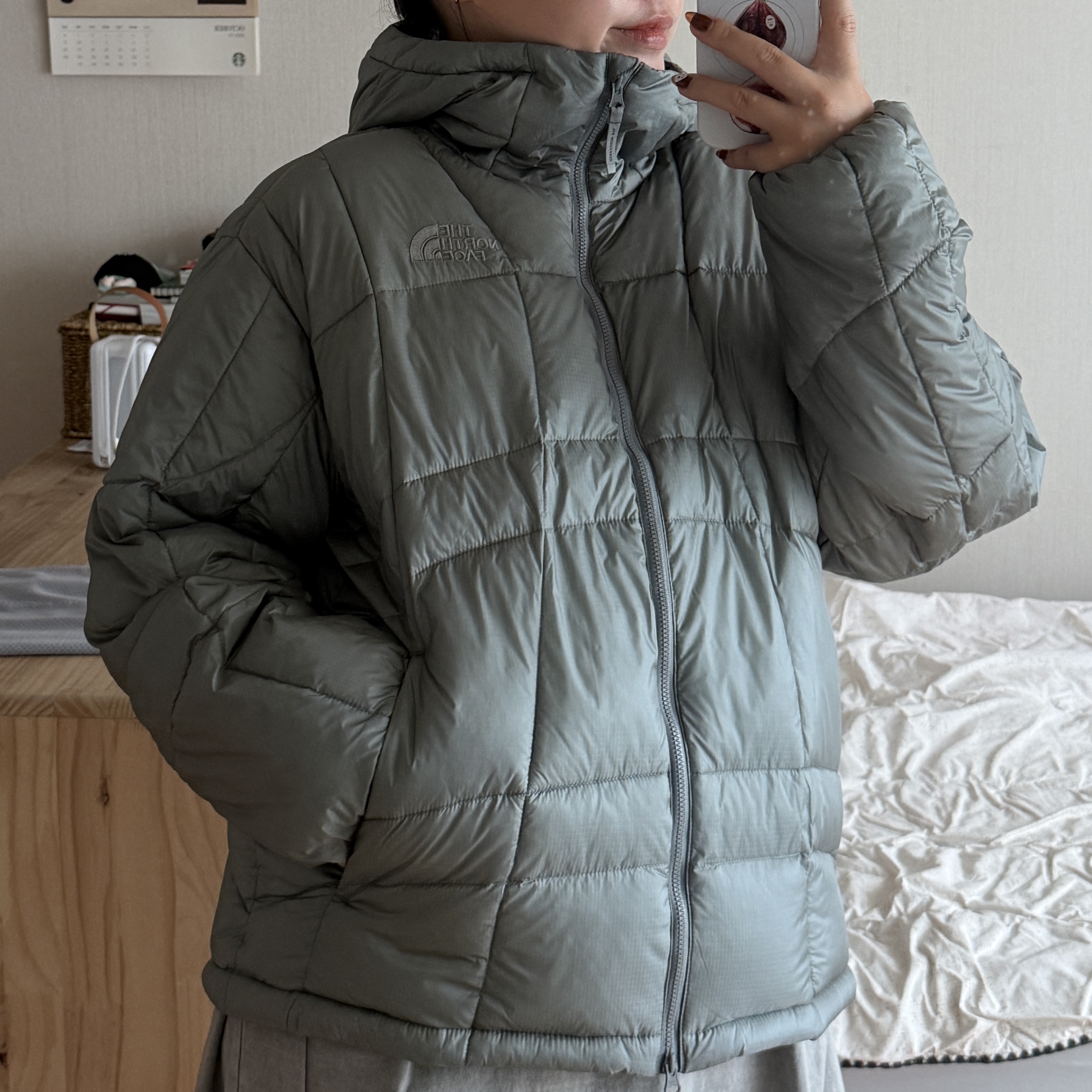 The North Face Wave LT On Jacket Gray 착용 스타일 - 3