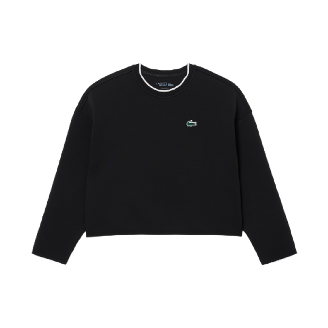 (W) 라코스테 트레이닝 크루넥 스웨트셔츠 블랙((W) Lacoste Training Crewneck Sweatshirt Black)