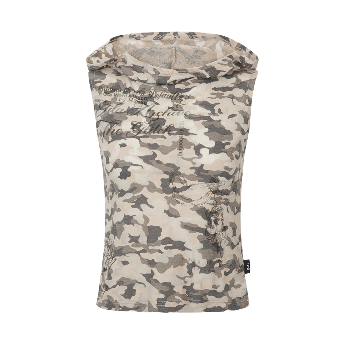 GL25FATP04CA Gila Archive Tattooed Graphic Cowl Sleeveless Camo