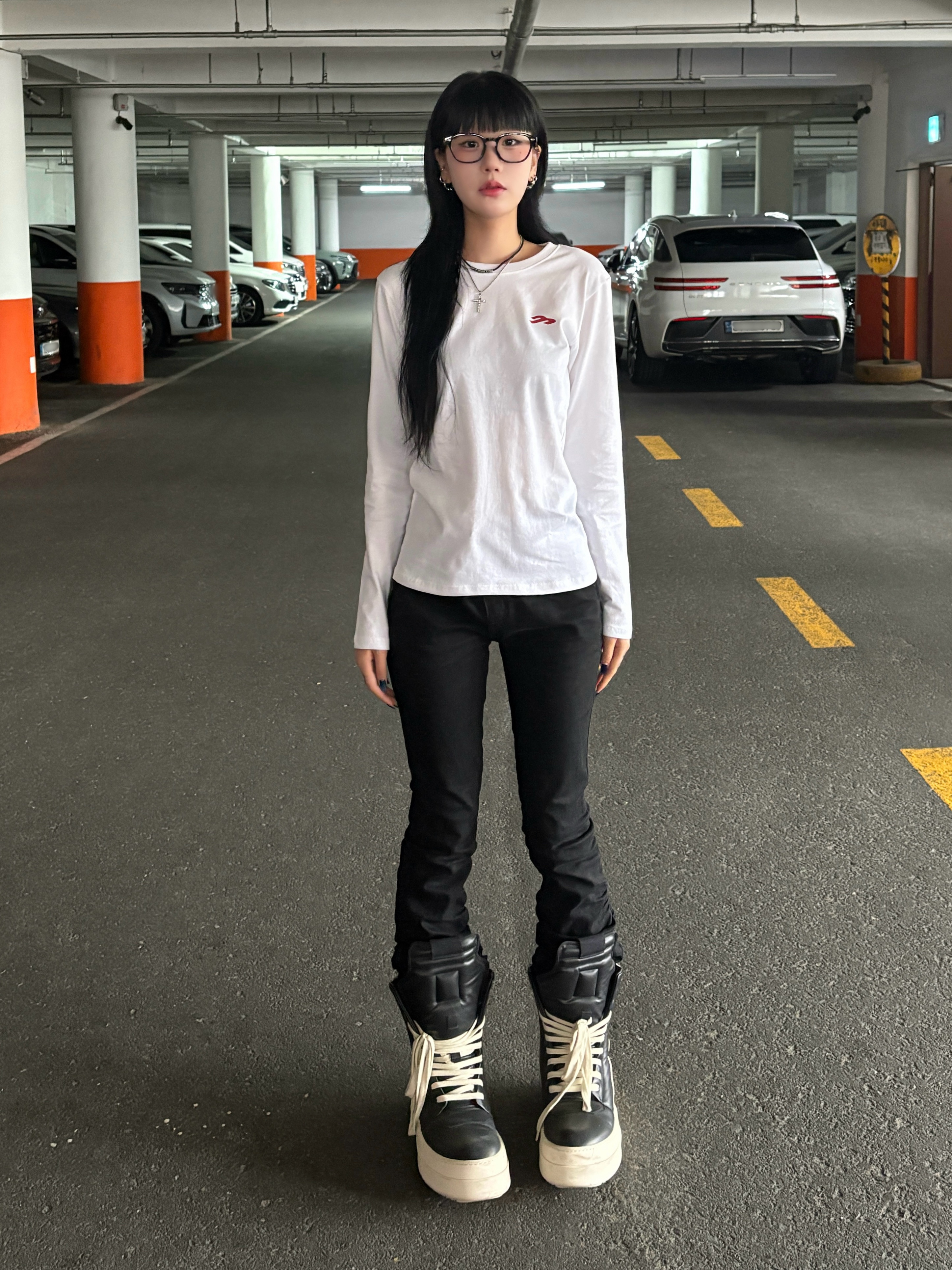 Rick Owens Mega Bumper Geobasket Black Milk 착용 스타일 - 2