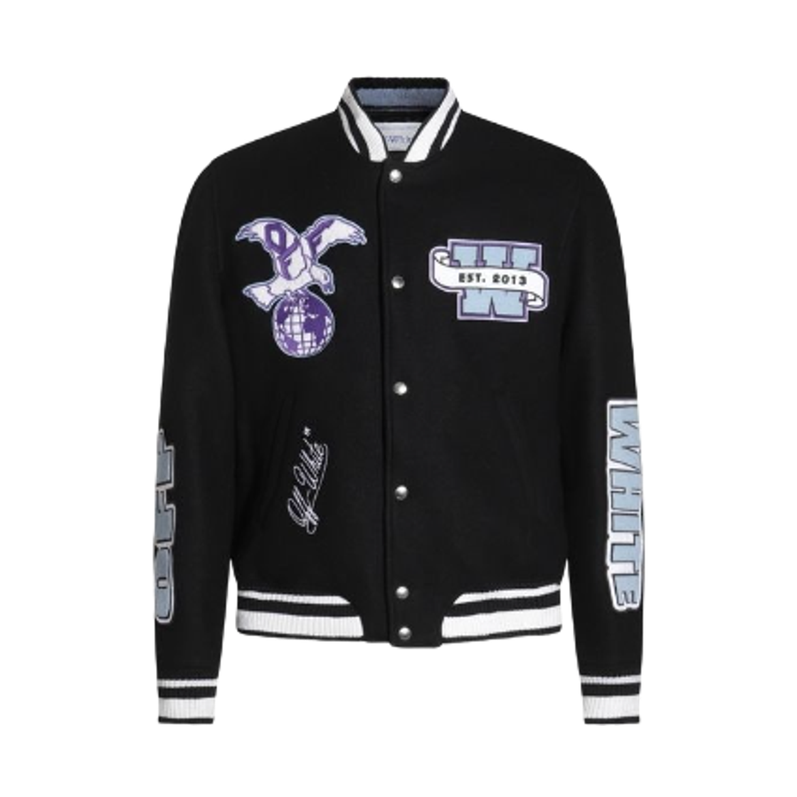 오프화이트 로고 패치 바시티 자켓 블랙(Off-White Logo Patch Varsity Jacket Black)