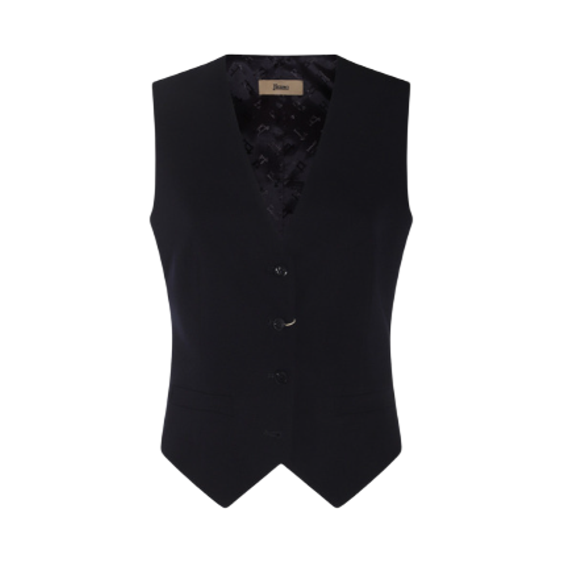 GI000291D-12718-9200 (W) Herno Flawless Woven Vest Navy Blue