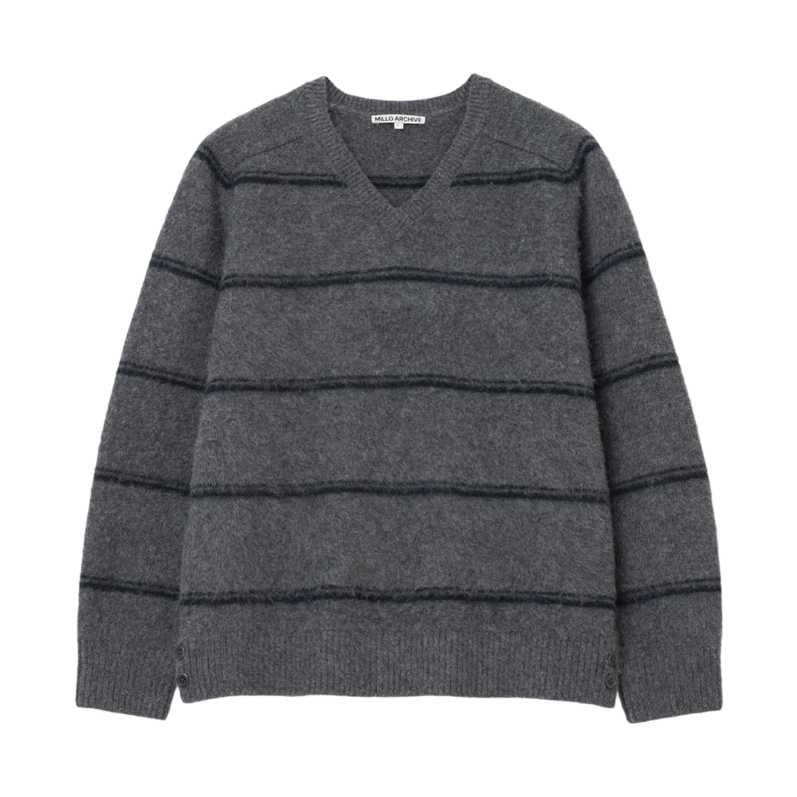 ML587DGR Millo Archive Nero Mohair Stripe Knit Deep Gray