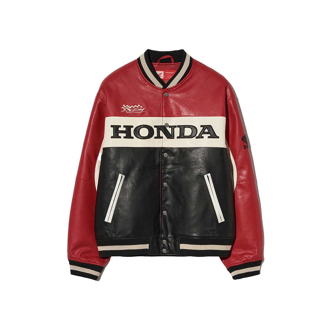 혼다 와펜 레더 바시티 자켓 레드(Honda Wappen Leather Varsity Jacket_Red)