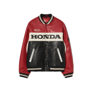 Honda Wappen Leather Varsity Jacket_Red