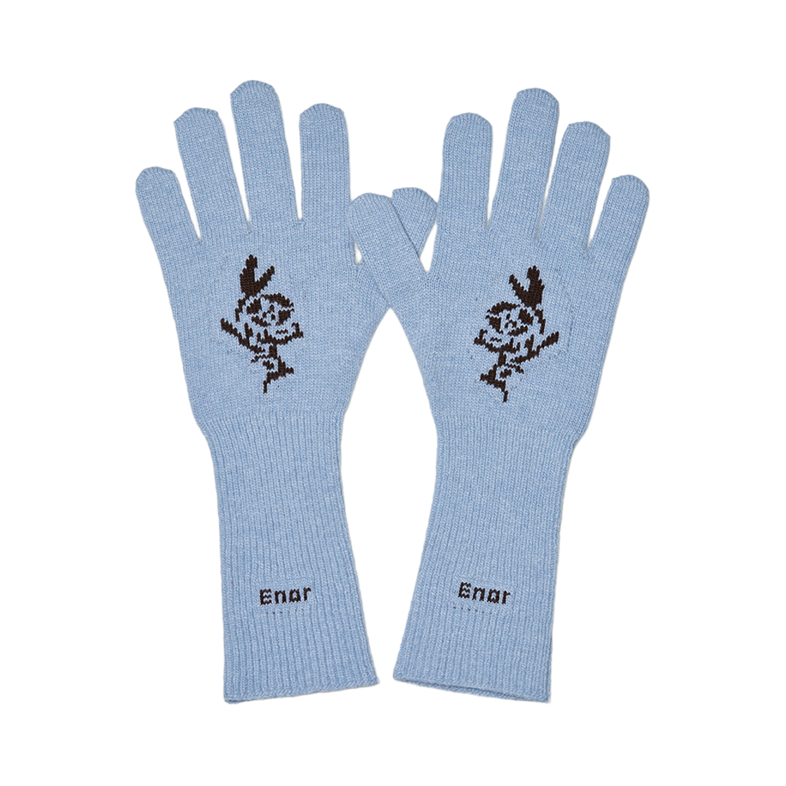 BEWTACC002LBL Enor Women Flower Jacquard Gloves Light Blue