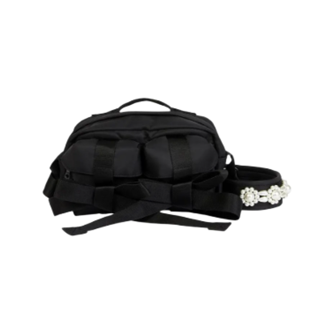 BAG149B-0761 Simone Rocha Beaded Bow Front Bag Black