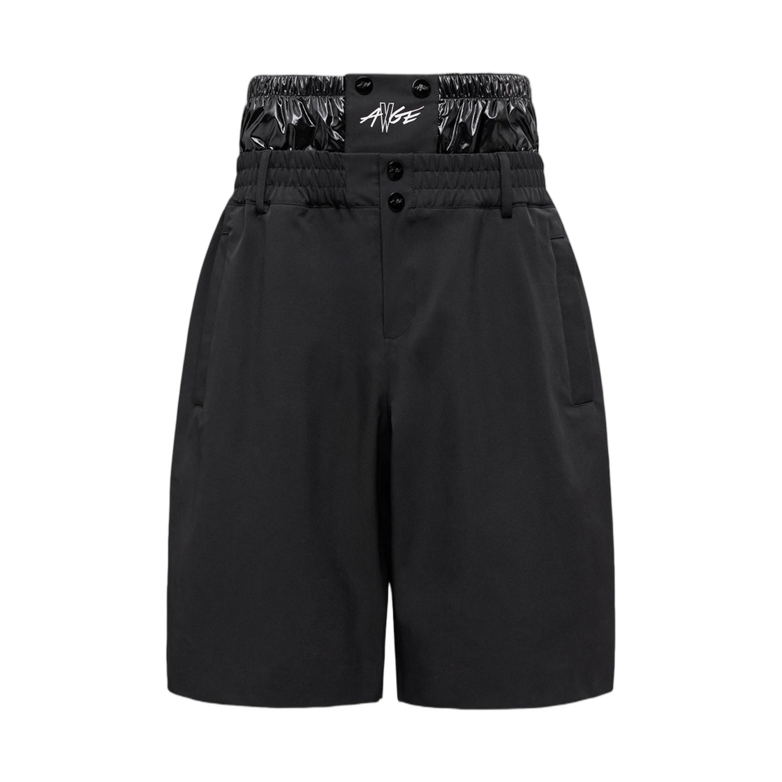 K2-404-2B00001-M7556-999 Moncler x A$AP Rocky Logo Print Shorts Black - 25FW