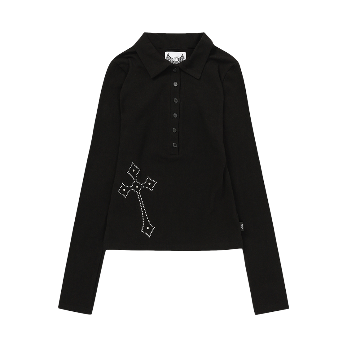 GL25FATP06BK Gila Archive Cross Button Collar Long Sleeve Black