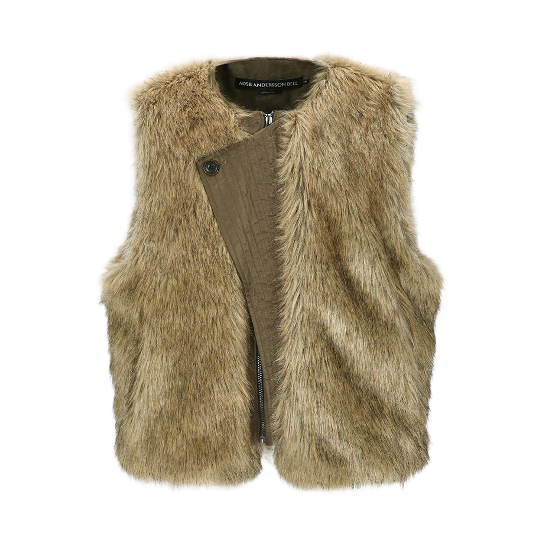 awa722u(BROWN) ADSB Andersson Bell Unisex Curved Placket Reversible Faux-Fur Vest Brown