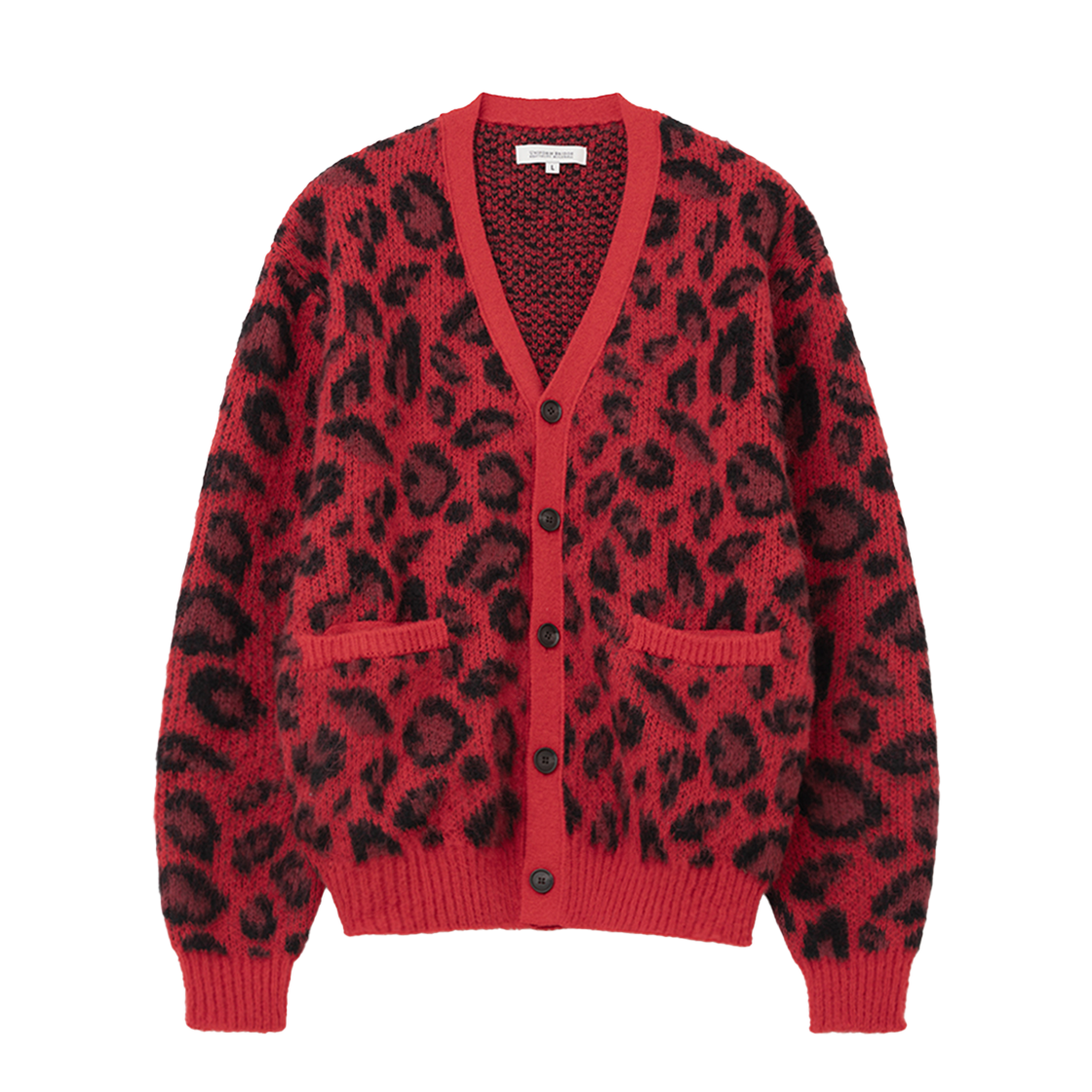UB2599CD221MRD Uniform Bridge Leopard V-Neck Cardigan Red