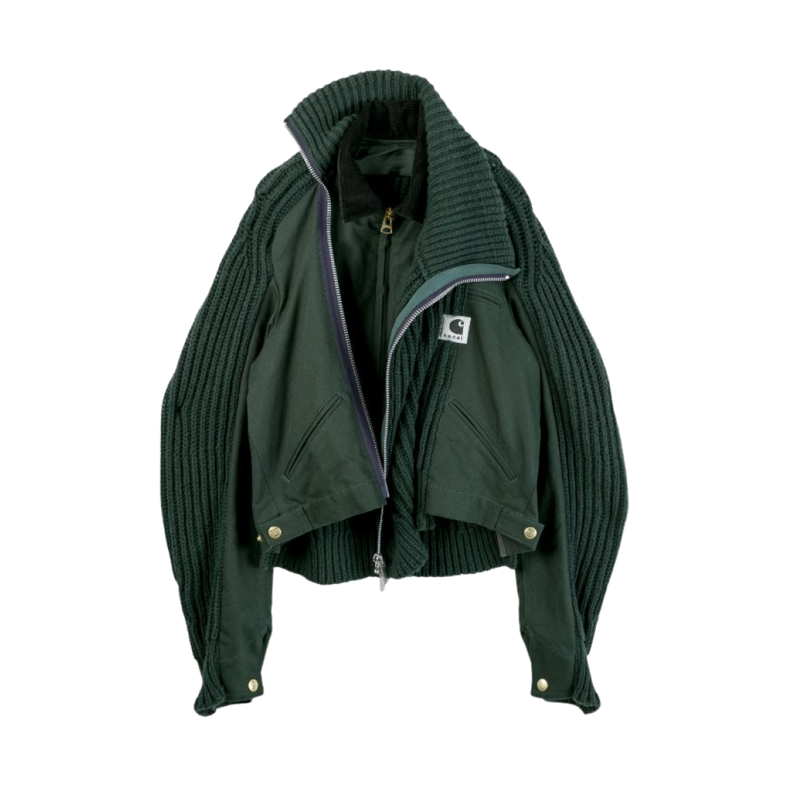 25-08085-551 (W) Sacai x Carhartt WIP Duck x Wool Knit Blouson Green