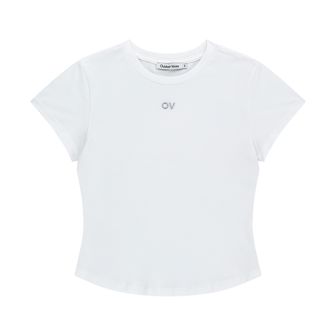 아웃도어보이스 센트럴 로고 베이비 티 화이트(Outdoor Voices Central Logo Baby Tee White)