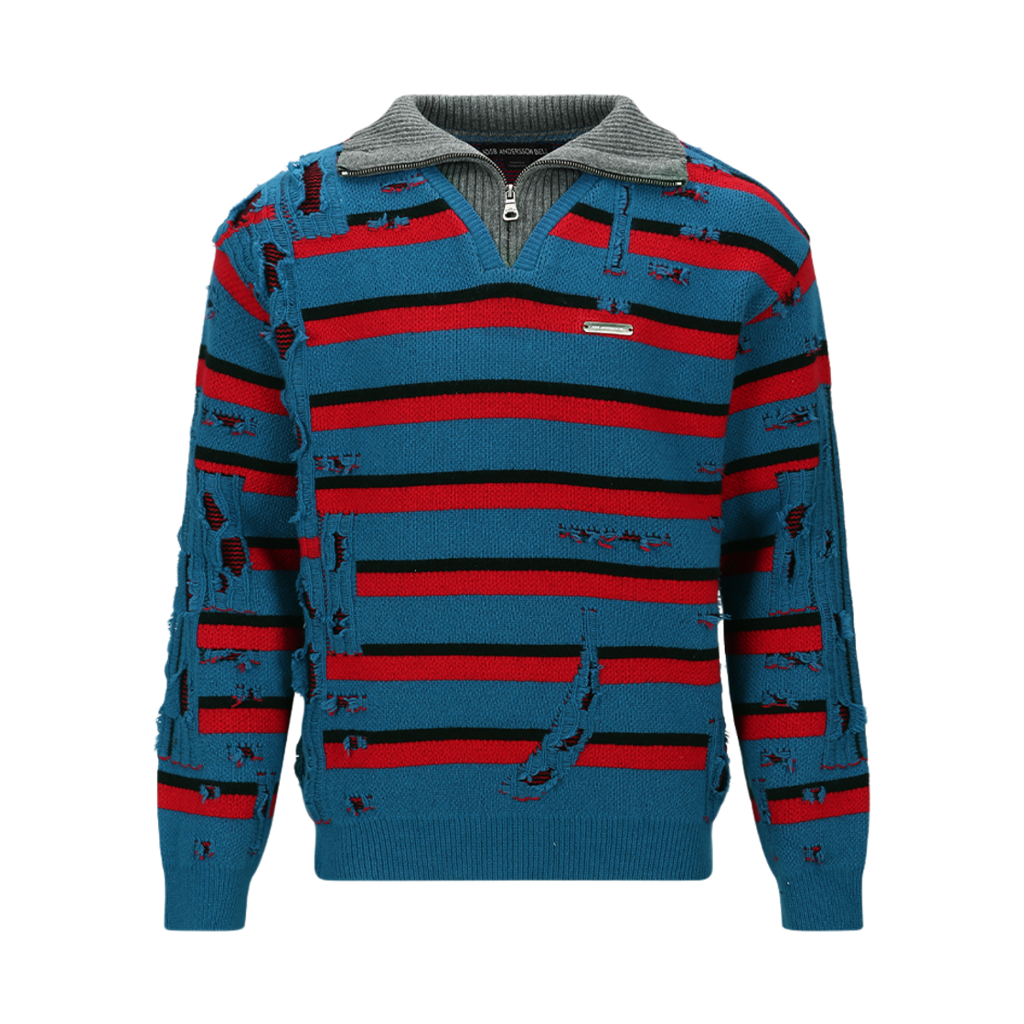 atb1331m(BLUE/RED) ADSB Andersson Bell Stripe Jacquard Half Zip-Up Sweater Blue/Red