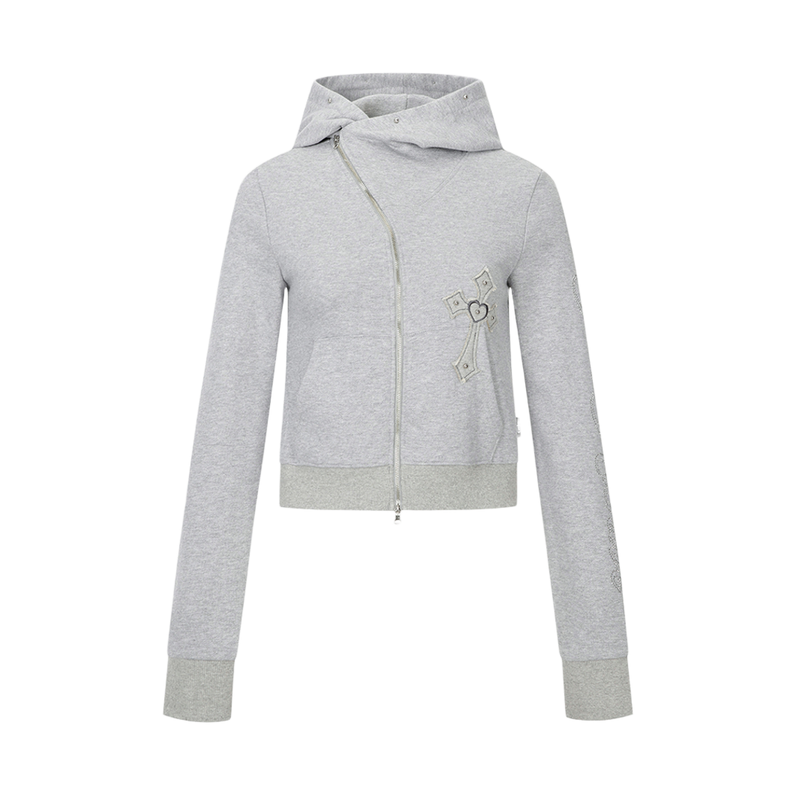 GL25FAJK02GY Gila Archive Diagonal Patched Hooded Zip-Up Grey